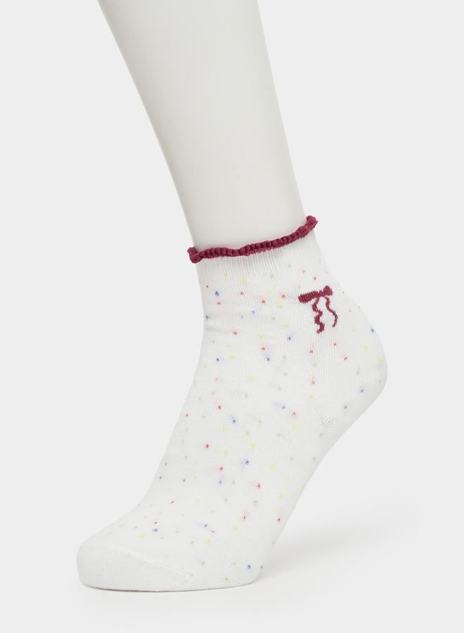 Styli Pack of 5 - White Crew Socks with Ruffle Trim - Image 3